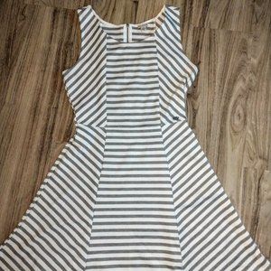Guess Grey and White Striped Knee-length Dress